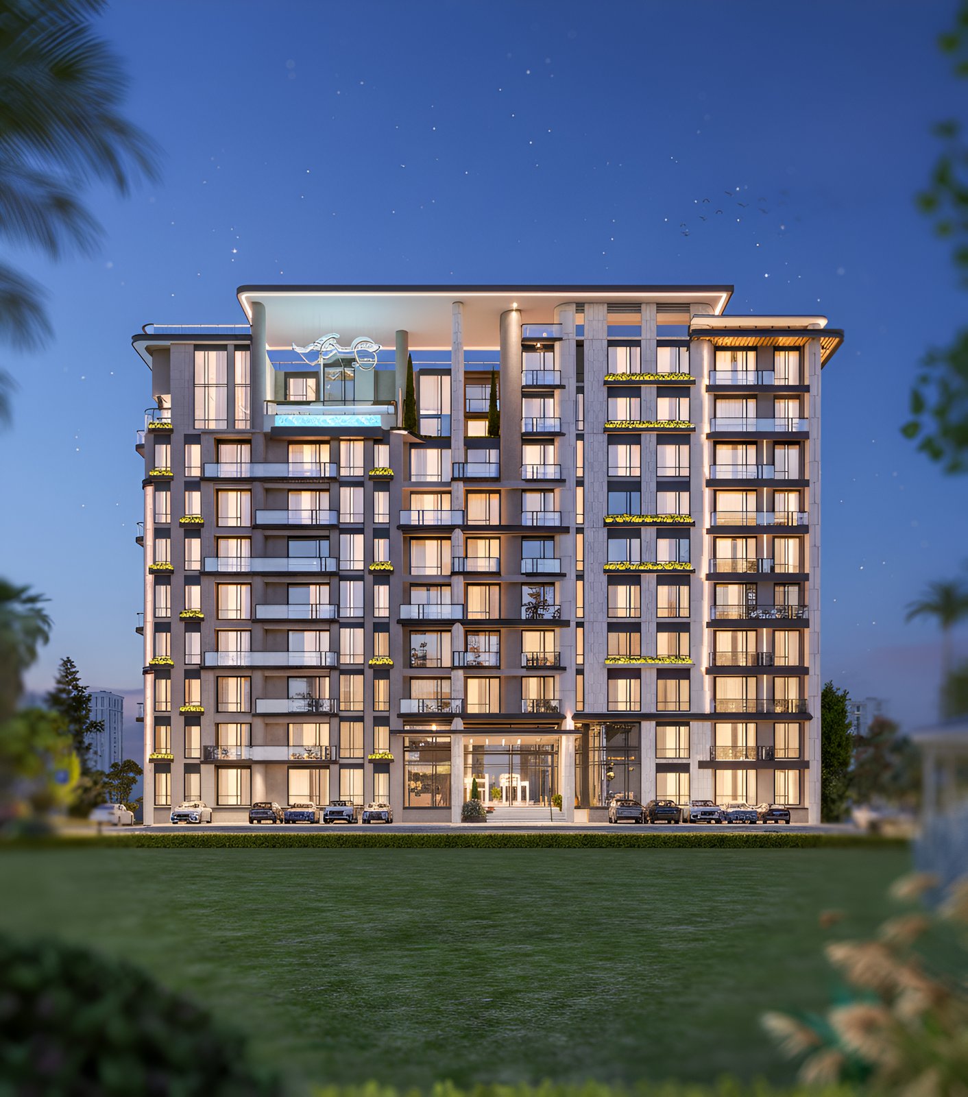 Five by Yukon, night view render